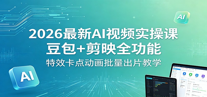 2026最新AI视频实操课：豆包+剪映全功能，特效卡点动画批量出片教学-梦清研习社