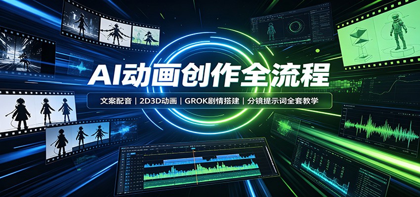 AI动画创作全流程：文案配音，2D3D动画，GROK剧情搭建，分镜提示词全套教学-梦清研习社