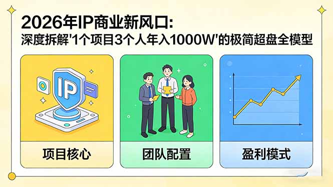 2026年IP商业新风口:深度拆解“1个项目3个人年入1000W”的极简超盘全模型-梦清研习社