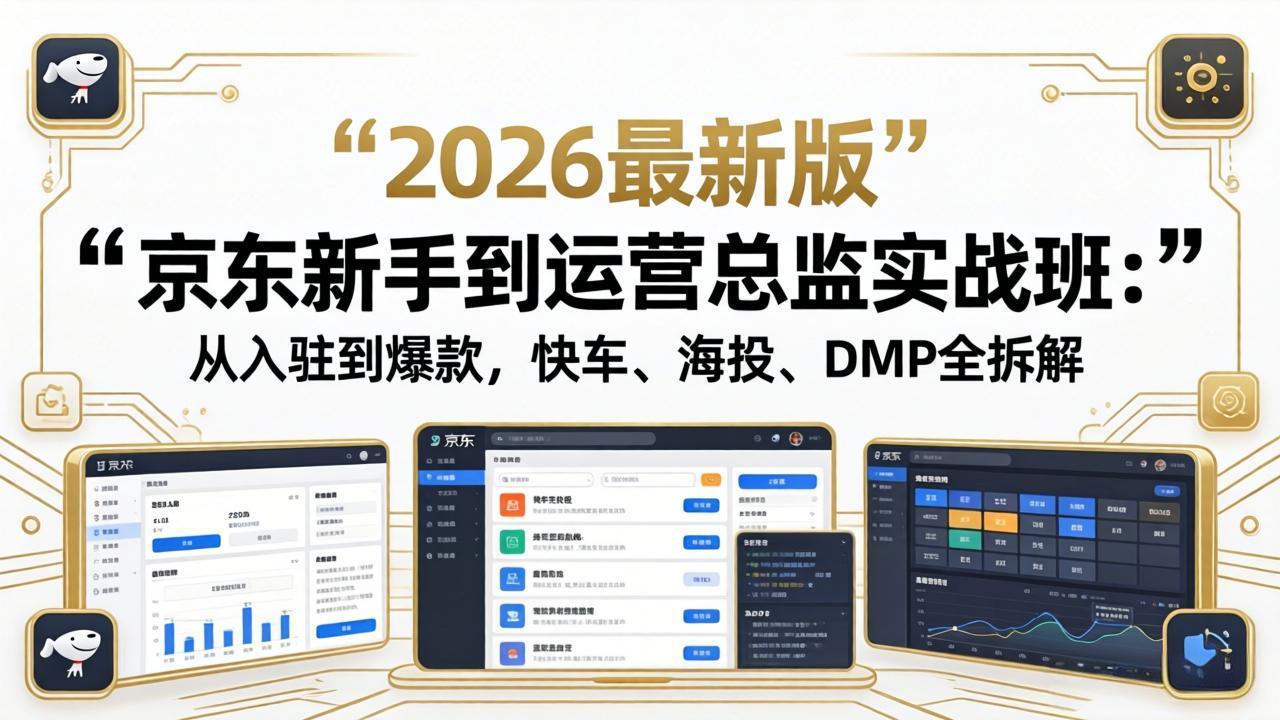 京东新手到运营总监实战班：从入驻到爆款，快车、海投、DMP全拆解，2026最新版-梦清研习社