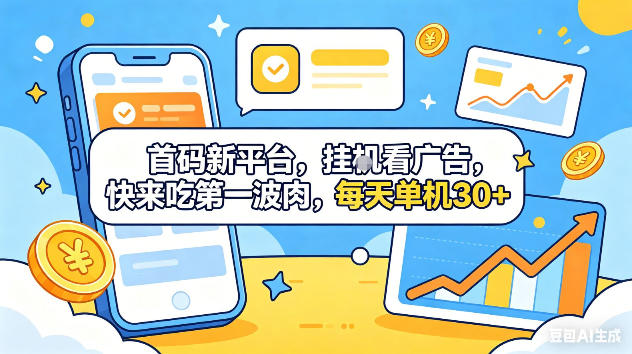 首码新平台，挂G自动看广告，快来吃第一波肉，每天单机30+，可矩阵放大【揭秘】-梦清研习社