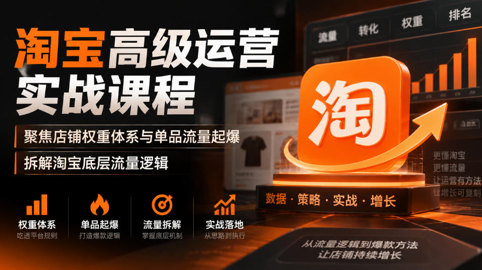 淘宝高级运营实战课程,聚焦店铺权重体系与单品流量起爆,拆解淘宝底层流量逻辑-梦清研习社