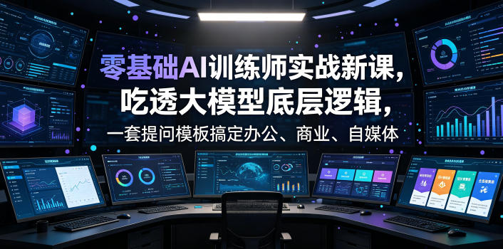 零基础AI训练师实战课，吃透大模型底层逻辑，一套提问模板搞定办公、商业、自媒体、设计、生活全场景AI落地应用-梦清研习社