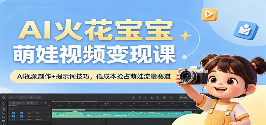 AI火花宝宝萌娃视频变现课：AI视频制作+提示词技巧，低成本抢占萌娃流量赛道-梦清研习社