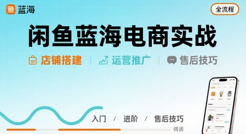 闲鱼蓝海电商实战,店铺搭建运营售后全流程-梦清研习社