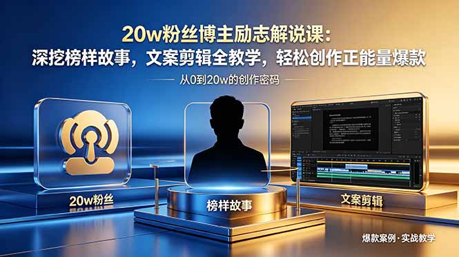 20w粉丝博主励志解说课：深挖榜样故事，文案剪辑全教学，轻松创作正能量爆款-梦清研习社