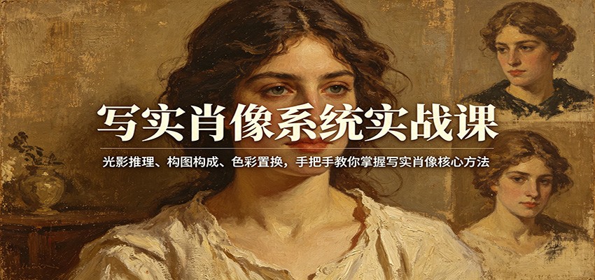 写实肖像系统实战课：光影推理、构图构成、色彩置换，手把手教你掌握写实肖像核心方法-梦清研习社