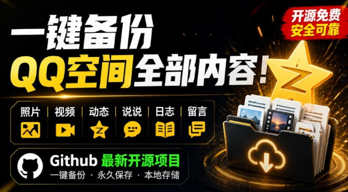 一键将你QQ空间全部内容备份下来！照片/视频/动态信息全存本地，Github最新开源项目QzoneArchive-梦清研习社