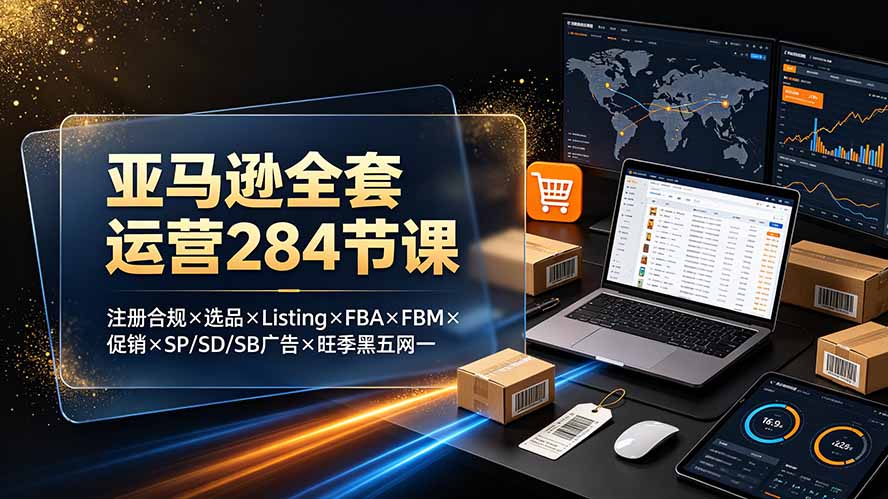 亚马逊全套运营284节课：注册合规×选品×Listing×FBA×FBM×促销×SP/SD/SB广告×旺季黑五网一-梦清研习社