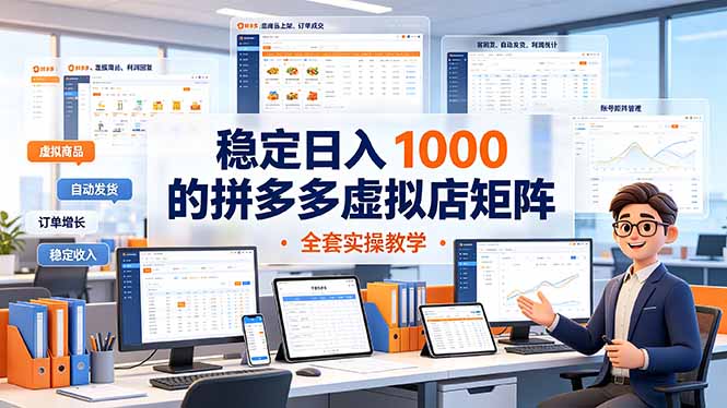 稳定日入 1000 的拼多多虚拟店矩阵，全套实操教学-梦清研习社