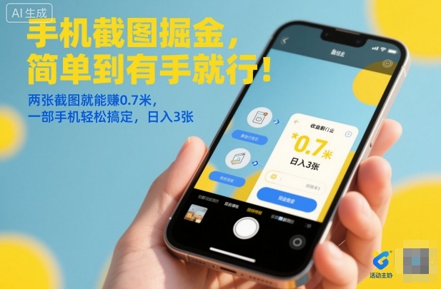 手机截图掘金,简单到有手就行!两张截图就能賺0.7米,一部手机轻松搞定,日入3张【揭秘】-梦清研习社