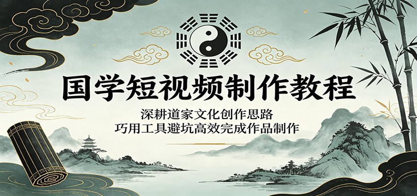 国学短视频制作教程:深耕道家文化创作思路,巧用工具避坑高效完成作品制作-梦清研习社
