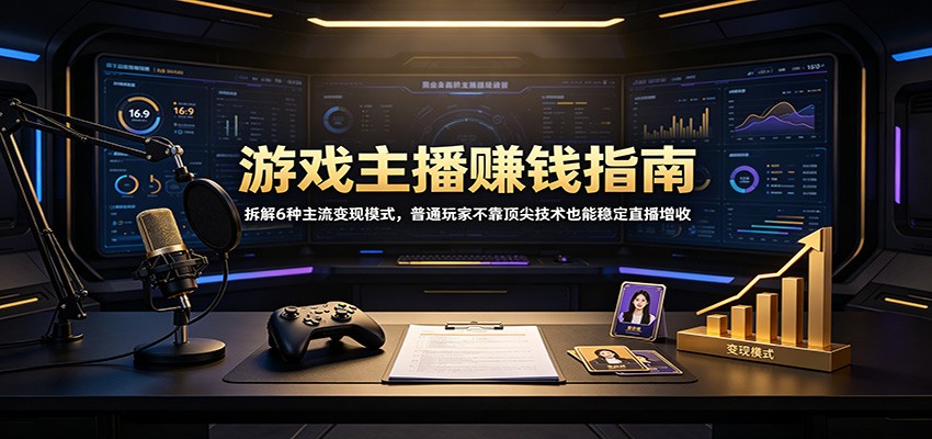 游戏主播赚钱指南：拆解6种主流变现模式，普通玩家不靠顶尖技术也能稳定直播增收-梦清研习社
