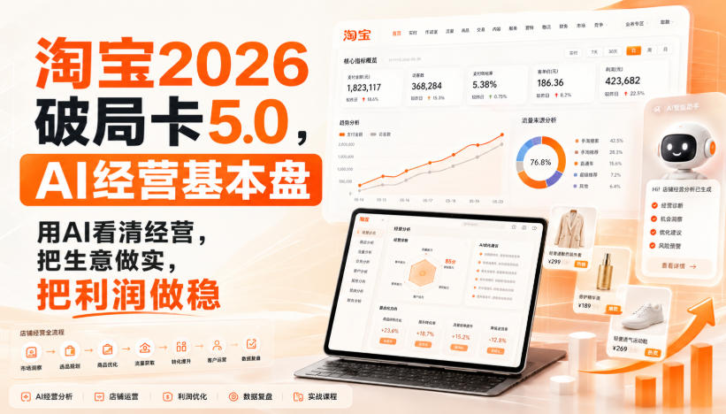 智篆商业-淘宝2026破局卡5.0，AI经营基本盘，用AI看清经营，把生意做实，把利润做稳-梦清研习社