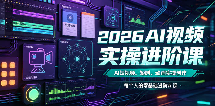 2026AI视频实操进阶课，AI短视频、短剧、动画实操创作，每个人的零基础进阶ai课(更新0825)-梦清研习社