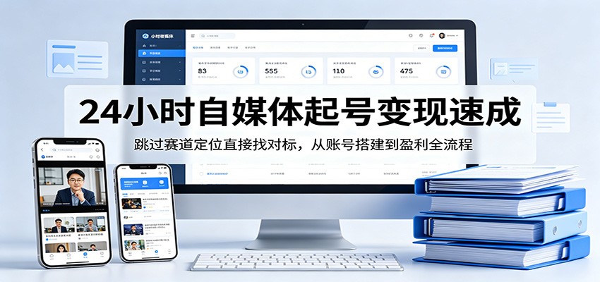 24小时自媒体起号变现速成，跳过赛道定位直接找对标，从账号搭建到盈利全流程-梦清研习社