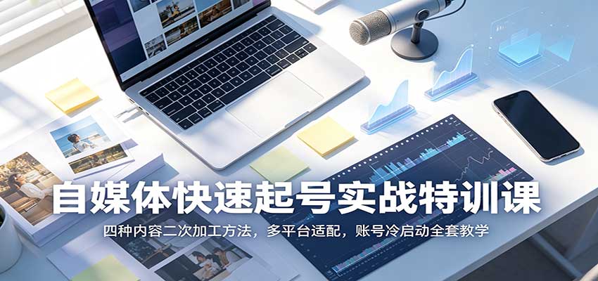 自媒体快速起号实战特训课：四种内容二次加工方法，多平台适配，账号冷启动全套教学-梦清研习社