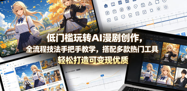 低门槛玩转AI漫剧创作,全流程技法手把手教学,搭配多款热门工具,轻松打造可变现优质作品-梦清研习社