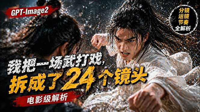 用GPT-Image2，把一段武打对决拆成24个连续镜头，从人物建立、动作衔接、运镜节奏，到情绪爆发-梦清研习社