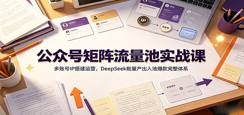 公众号矩阵流量池实战课：多账号IP搭建运营，DeepSeek批量产出入池爆款完整体系-梦清研习社