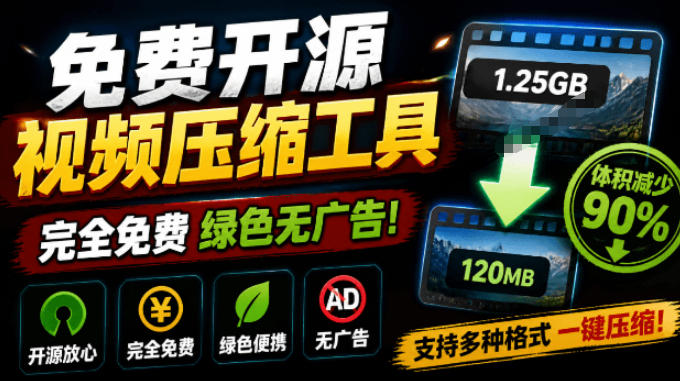 Github开源视频压缩瘦身工具，轻松压缩90%，并保持画质清晰，完全免费绿色无广告！VideoSlim-梦清研习社