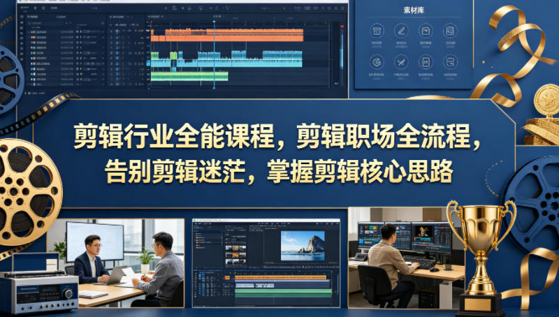剪辑行业全能课程，剪辑职场全流程，告别剪辑迷茫，掌握剪辑核心思路-梦清研习社