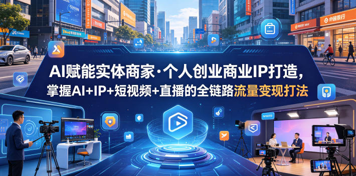 AI赋能实体商家·个人创业商业IP打造，掌握AI+IP+短视频+直播的全链路流量变现打法-梦清研习社