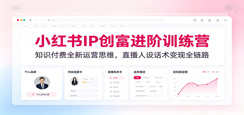 小红书IP创富进阶训练营：知识付费全新运营思维，直播人设话术变现全链路-梦清研习社