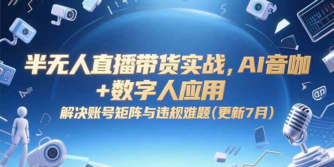 半无人直播带货实战，AI音咖+数字人应用 解决账号矩阵与违规难题(更新7月-梦清研习社