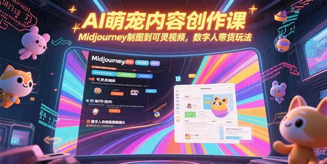 AI萌宠内容创作课，Midjourney制图到可灵视频，数字人带货玩法-梦清研习社