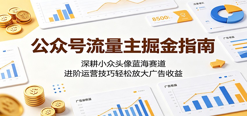 公众号流量主掘金指南：深耕小众头像蓝海赛道，进阶运营技巧轻松放大广告收益-梦清研习社