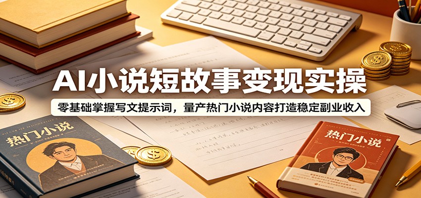 AI小说短故事变现实操：零基础掌握写文提示词，量产热门小说内容打造稳定副业收入-梦清研习社