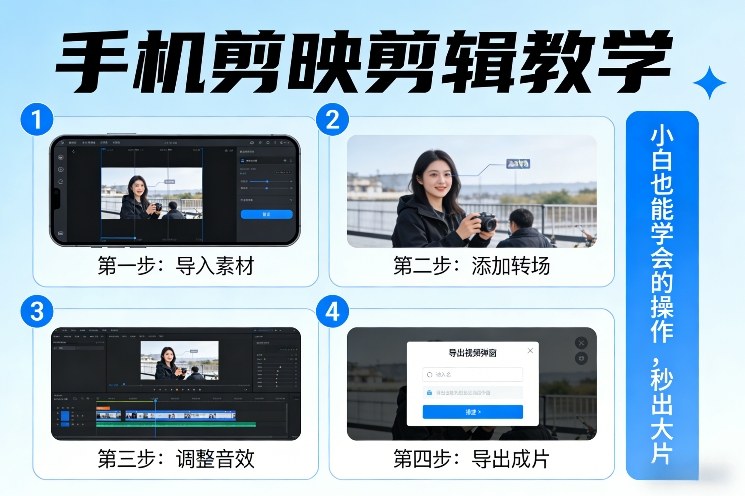 手机剪映剪辑教学，小白也能学会的操作，秒出大片-梦清研习社