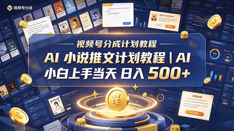 最新视频号分成计划教程｜AI 小说推文，小白上手当天日入 500+-梦清研习社