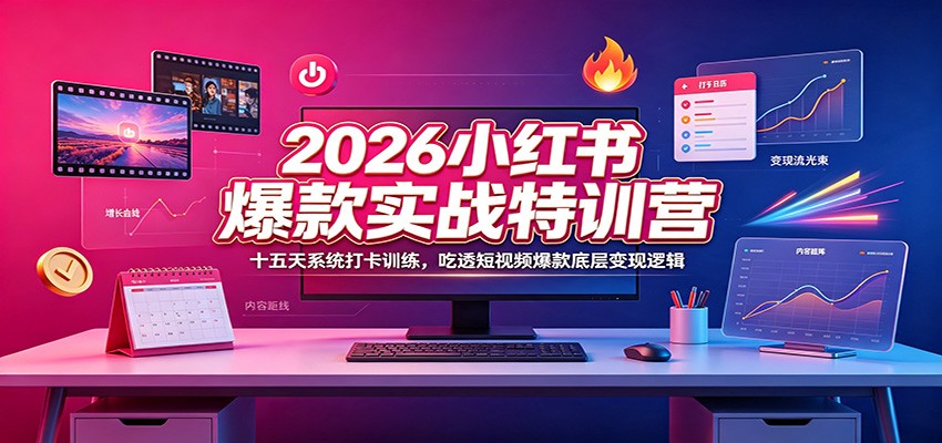 2026小红书爆款实战特训营:十五天系统打卡训练,吃透短视频爆款底层变现逻辑-梦清研习社