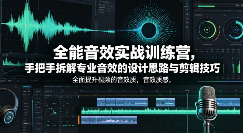 全能音效实战训练营，手把手拆解专业音效的设计思路与剪辑技巧，全面提升视频的音效质感-梦清研习社