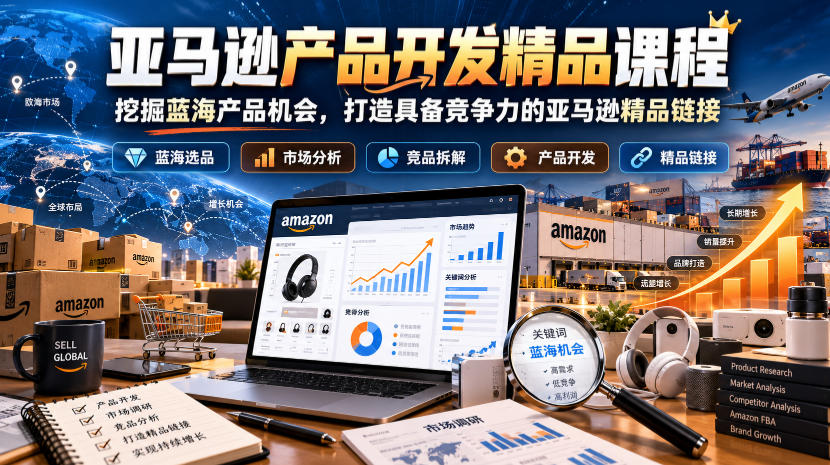 亚马逊产品开发精品课程，挖掘蓝海产品机会，打造具备竞争力的亚马逊精品链接-梦清研习社