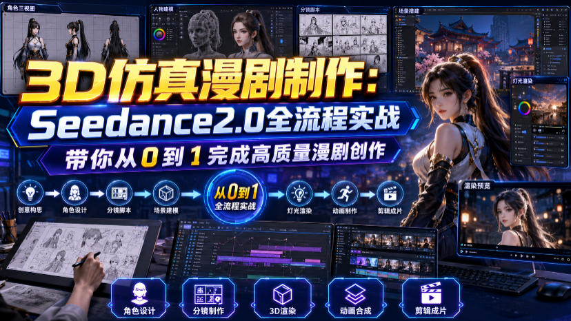 3D仿真漫剧制作：Seedance2.0全流程实战，带你从0到1完成高质量漫剧创作-梦清研习社