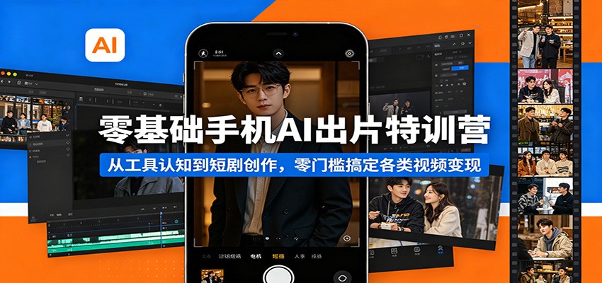 零基础手机AI出片特训营：从工具认知到短剧创作，零门槛搞定各类视频变现-梦清研习社