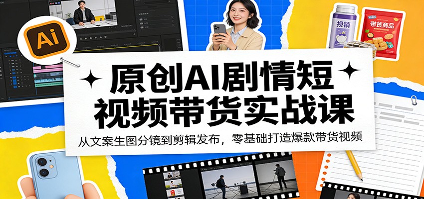 原创AI剧情短视频带货实战课：从文案生图分镜到剪辑发布，零基础打造爆款带货视频-梦清研习社