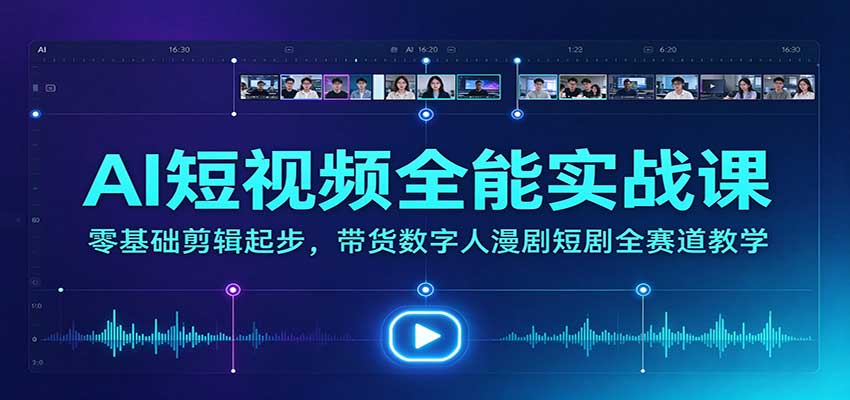 AI短视频全能实战课：零基础剪辑起步，带货数字人漫剧短剧全赛道教学-梦清研习社