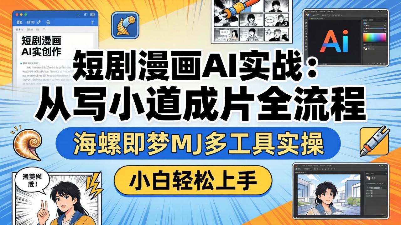 短剧漫画AI实战：从写小说到成片全流程，海螺即梦MJ多工具实操，小白轻松上手-梦清研习社