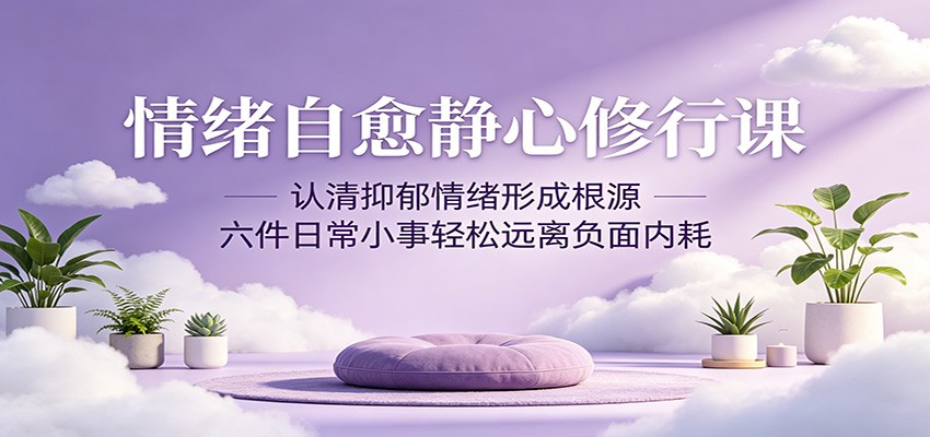情绪自愈静心修行课：认清抑郁情绪形成根源，六件日常小事轻松远离负面内耗-梦清研习社