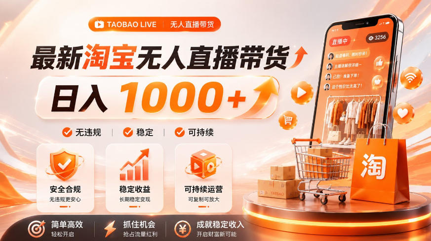 拒绝死工资！淘宝无人直播，让你睡觉都在进账，单设备日入1k+普通人的变现蓝海【揭秘】-梦清研习社