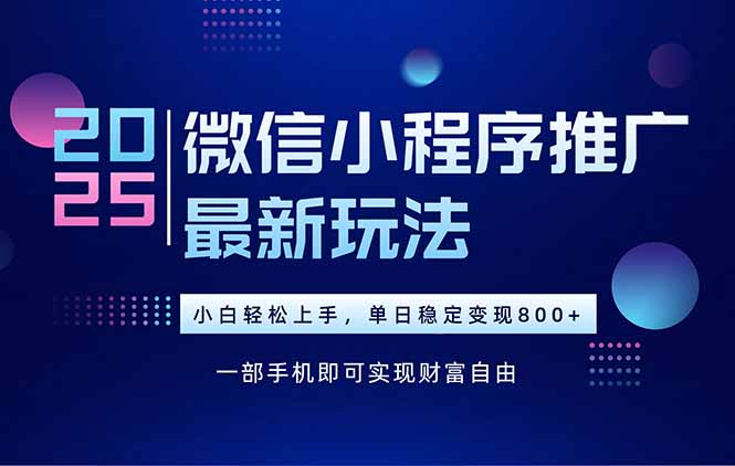 25年下半年微信小程序推广最新玩法，轻松日入800+-梦清研习社