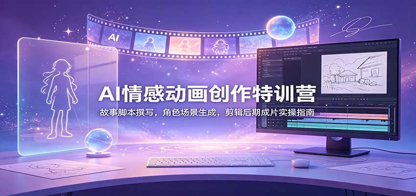 AI情感动画创作特训营：故事脚本撰写，角色场景生成，剪辑后期成片实操指南-梦清研习社