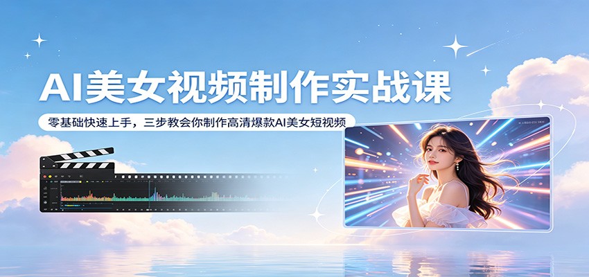 AI美女视频制作实战课：零基础快速上手，三步教会你制作高清爆款AI美女短视频-梦清研习社