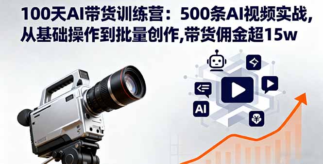 100天AI带货训练营:500条AI视频实战,从基础操作到批量创作,带货佣金超15w-梦清研习社