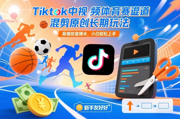 Tiktok中视频体育赛道混剪原创长期玩法,靠播放量賺米,小白轻松上手-梦清研习社