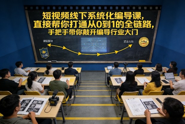 短视频线下系统化编导课，直接帮你打通从0到1的全链路，手把手带你敲开编导行业大门-梦清研习社